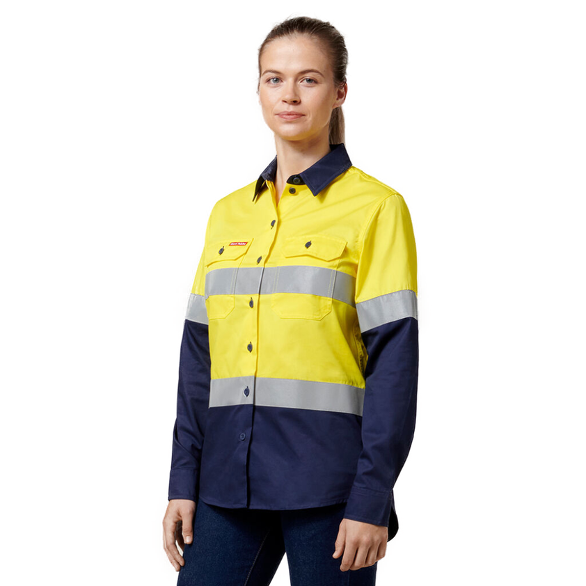 HARD YAKKA LADIES HI VIS LIGHT WEIGHT TAPED SHIRT Y08805 – Safety Wear