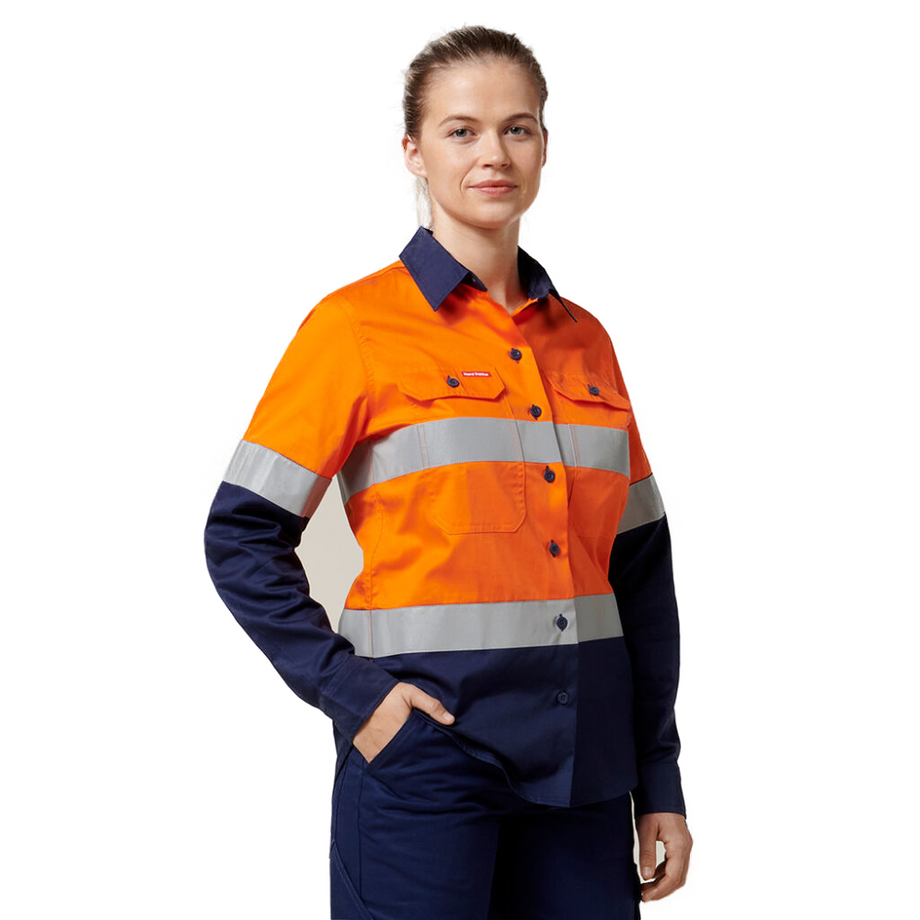 HARD YAKKA LADIES HI VIS LIGHT WEIGHT TAPED SHIRT Y08805